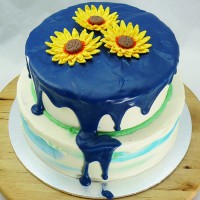 Flower - Drip Cake Fondant Sunflowers Cake